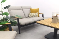 Solaro/Medina verstelbare (4-persoons) stoel-bank loungeset - Zand / Teak