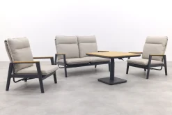 Solaro/Medina verstelbare (4-persoons) stoel-bank loungeset - Zand / Teak