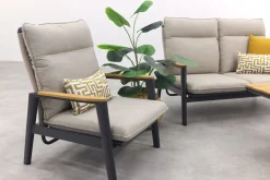 Solaro/Medina verstelbare (4-persoons) stoel-bank loungeset - Zand / Teak