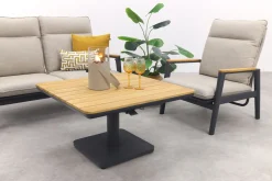 Solaro/Medina verstelbare (4-persoons) stoel-bank loungeset - Zand / Teak