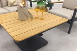 Solaro/Medina verstelbare (4-persoons) stoel-bank loungeset - Zand / Teak