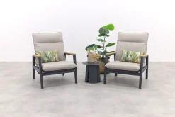 Solaro/Velora verstelbare loungestoelen set (3-delig) - Royal grey / Zand
