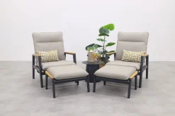 Solaro/Velora verstelbare loungestoelen set (3-delig) - Royal grey / Zand
