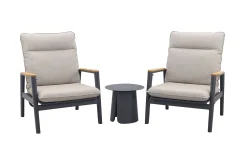 Solaro/Velora verstelbare loungestoelen set (3-delig) - Royal grey / Zand