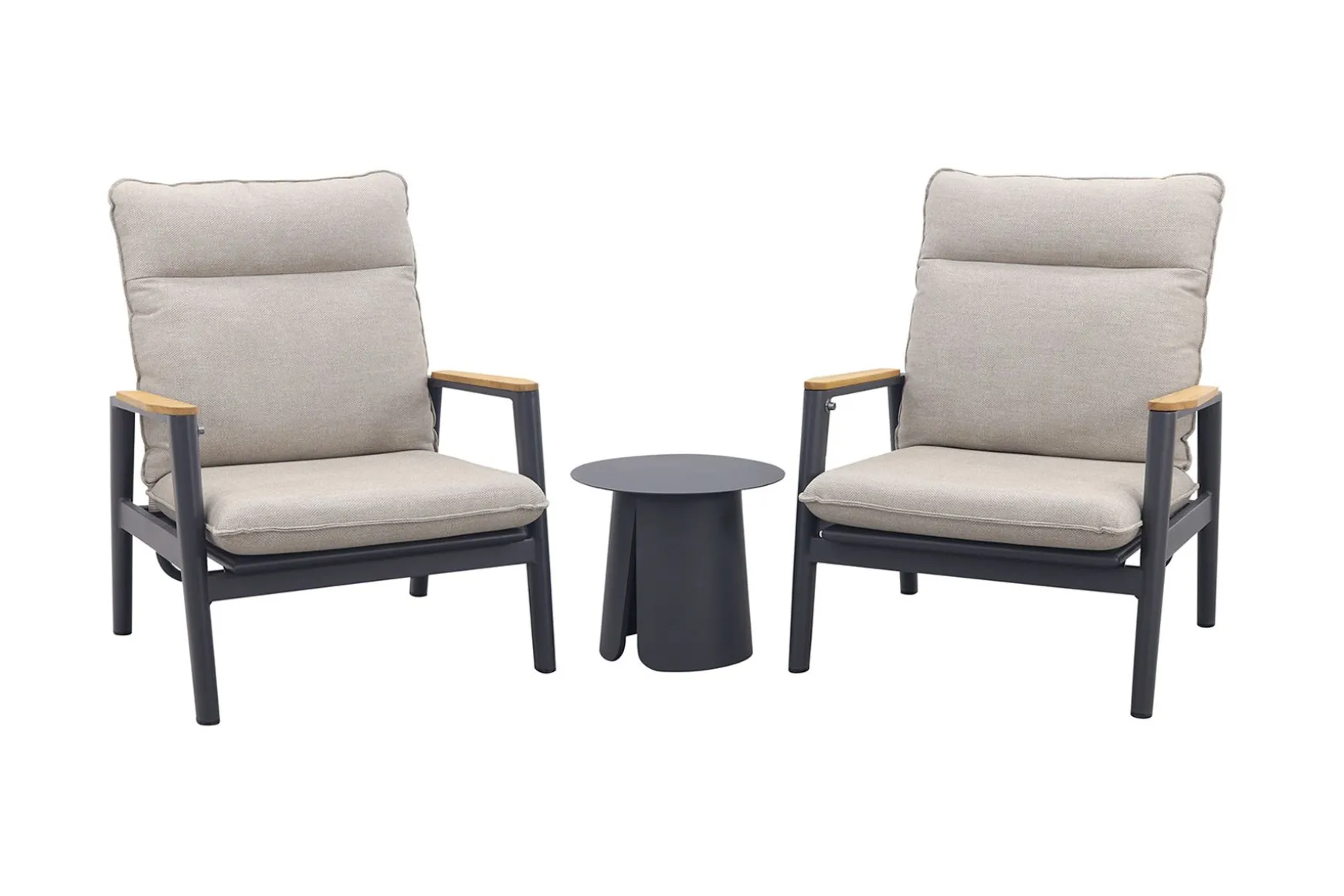 Solaro/Velora verstelbare loungestoelen set (3-delig) - Royal grey / Zand