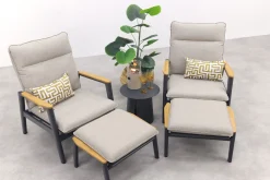 Solaro/Velora verstelbare loungestoelen set (3-delig) - Royal grey / Zand