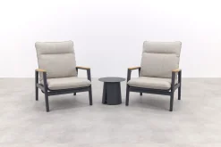 Solaro/Velora verstelbare loungestoelen set (3-delig) - Royal grey / Zand