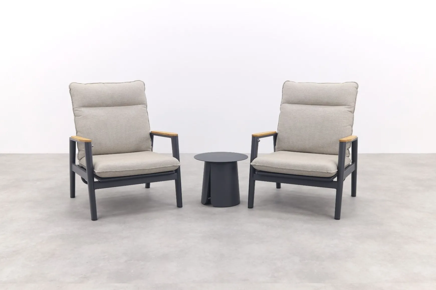 Solaro/Velora verstelbare loungestoelen set (3-delig) - Royal grey / Zand