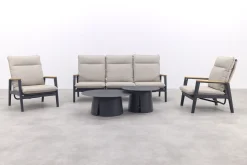 Solaro/Velora verstelbare (5-persoons) stoel-bank loungeset - Zand / Royal Grey