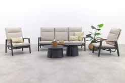 Solaro/Velora verstelbare (5-persoons) stoel-bank loungeset - Zand / Royal Grey