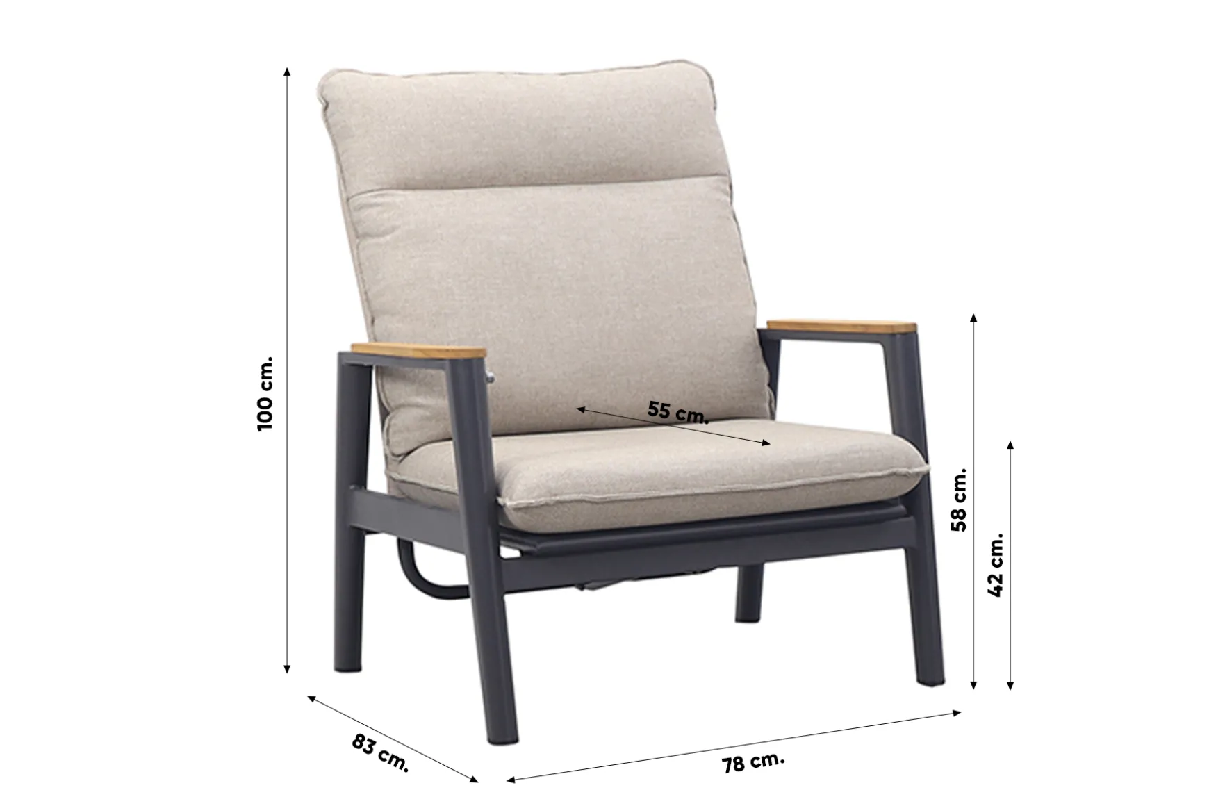 Solaro/Velora verstelbare (5-persoons) stoel-bank loungeset - Zand / Royal Grey