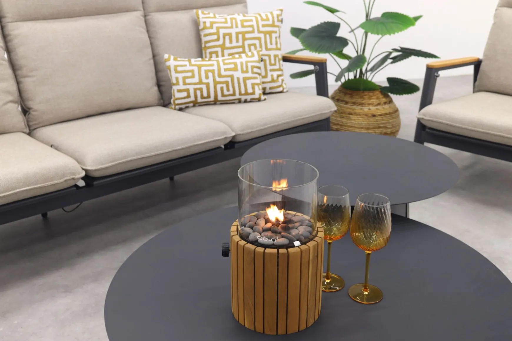 Solaro/Velora verstelbare (5-persoons) stoel-bank loungeset - Zand / Royal Grey