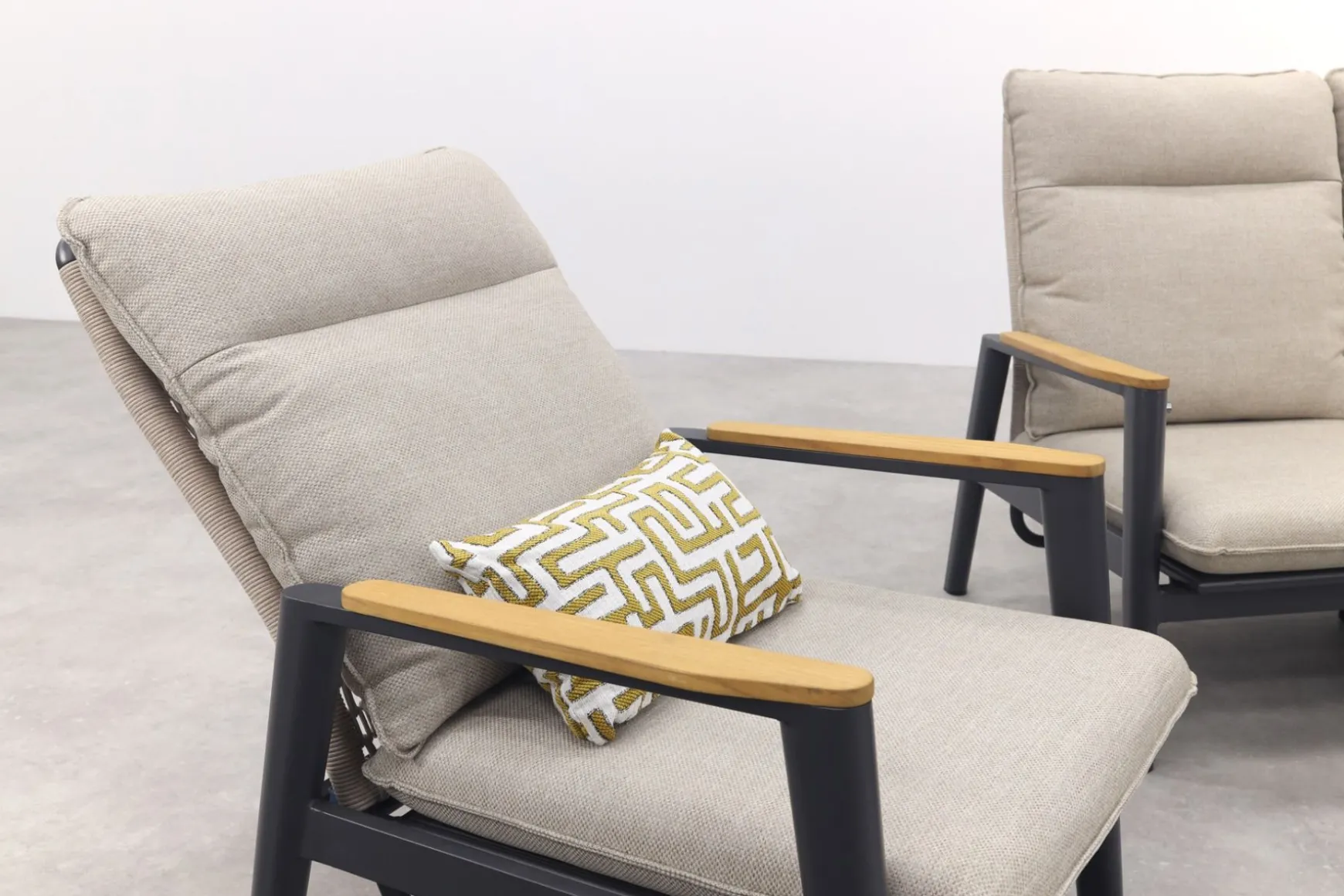 Solaro/Velora verstelbare (5-persoons) stoel-bank loungeset - Zand / Royal Grey