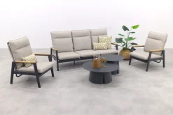Solaro/Velora verstelbare (5-persoons) stoel-bank loungeset - Zand / Royal Grey