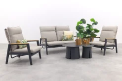 Solaro/Velora verstelbare (4-persoons) stoel-bank loungeset - Zand / Royal Grey