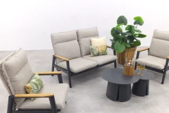 Solaro/Velora verstelbare (4-persoons) stoel-bank loungeset - Zand / Royal Grey