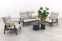 Solaro/Velora verstelbare (4-persoons) stoel-bank loungeset - Zand / Royal Grey