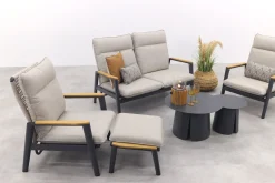 Solaro/Velora verstelbare (4-persoons) stoel-bank loungeset - Zand / Royal Grey