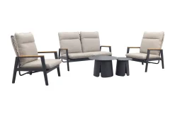 Solaro/Velora verstelbare (4-persoons) stoel-bank loungeset - Zand / Royal Grey