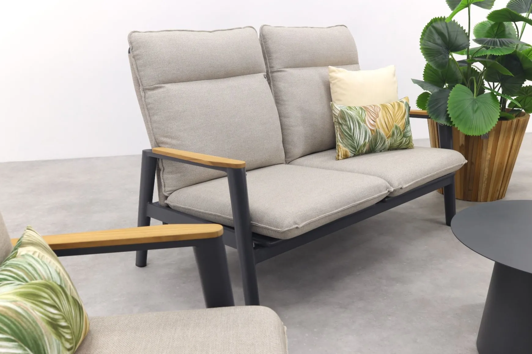 Solaro/Velora verstelbare (4-persoons) stoel-bank loungeset - Zand / Royal Grey