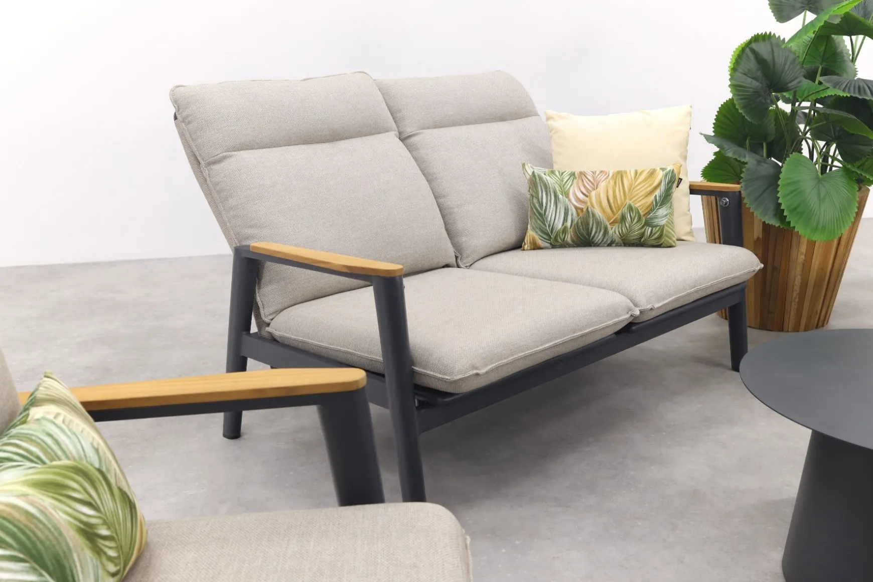 Solaro/Velora verstelbare (4-persoons) stoel-bank loungeset - Zand / Royal Grey