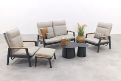 Solaro/Velora verstelbare (4-persoons) stoel-bank loungeset - Zand / Royal Grey
