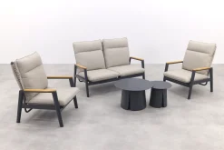 Solaro/Velora verstelbare (4-persoons) stoel-bank loungeset - Zand / Royal Grey