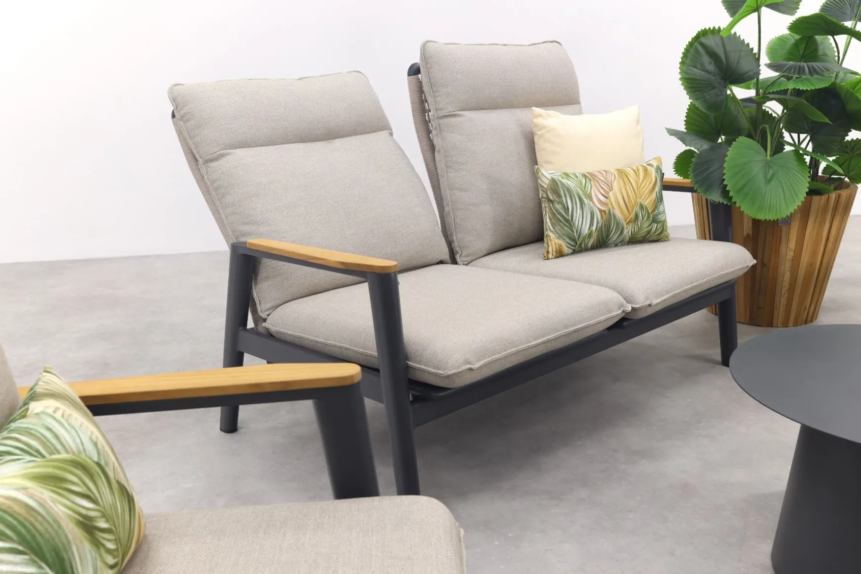 Solaro/Velora verstelbare (4-persoons) stoel-bank loungeset - Zand / Royal Grey