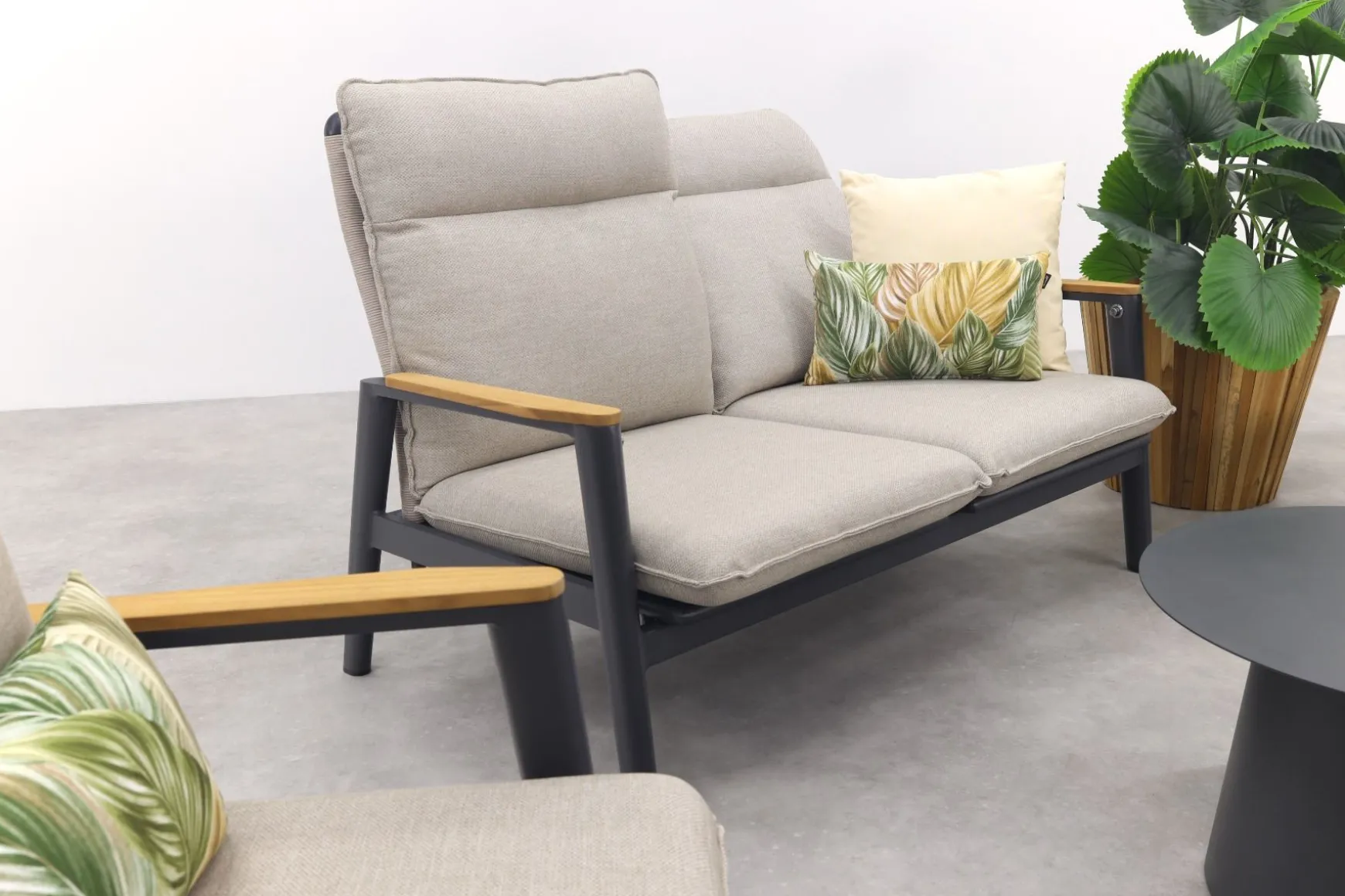 Solaro/Velora verstelbare (4-persoons) stoel-bank loungeset - Zand / Royal Grey