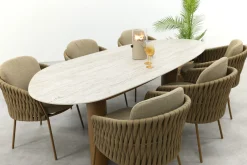 4SO Molina/Estate 6-persoons organische (mango-vorm) tuinset 240x105 cm. - Amber