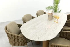 4SO Molina/Estate 6-persoons organische (mango-vorm) tuinset 240x105 cm. - Amber