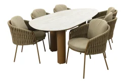 4SO Molina/Estate 6-persoons organische (mango-vorm) tuinset 240x105 cm. - Amber