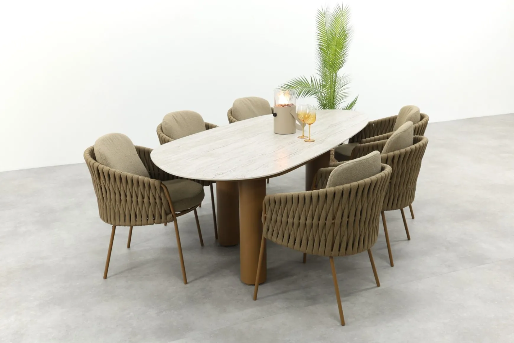 4SO Molina/Estate 6-persoons organische (mango-vorm) tuinset 240x105 cm. - Amber