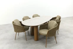 4SO Molina/Estate 6-persoons organische (mango-vorm) tuinset 240x105 cm. - Amber