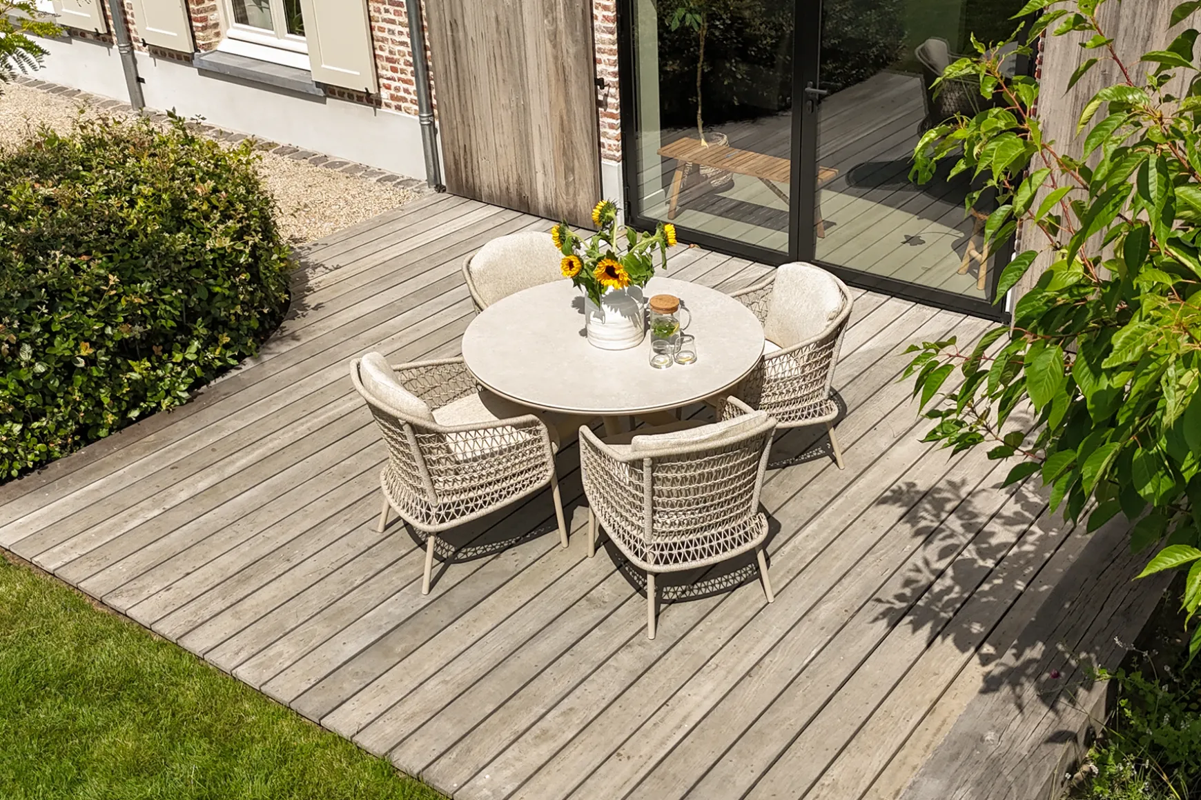 4SO Puccini/Dublin ronde tuinset 120 cm. (5-delig) - Latte