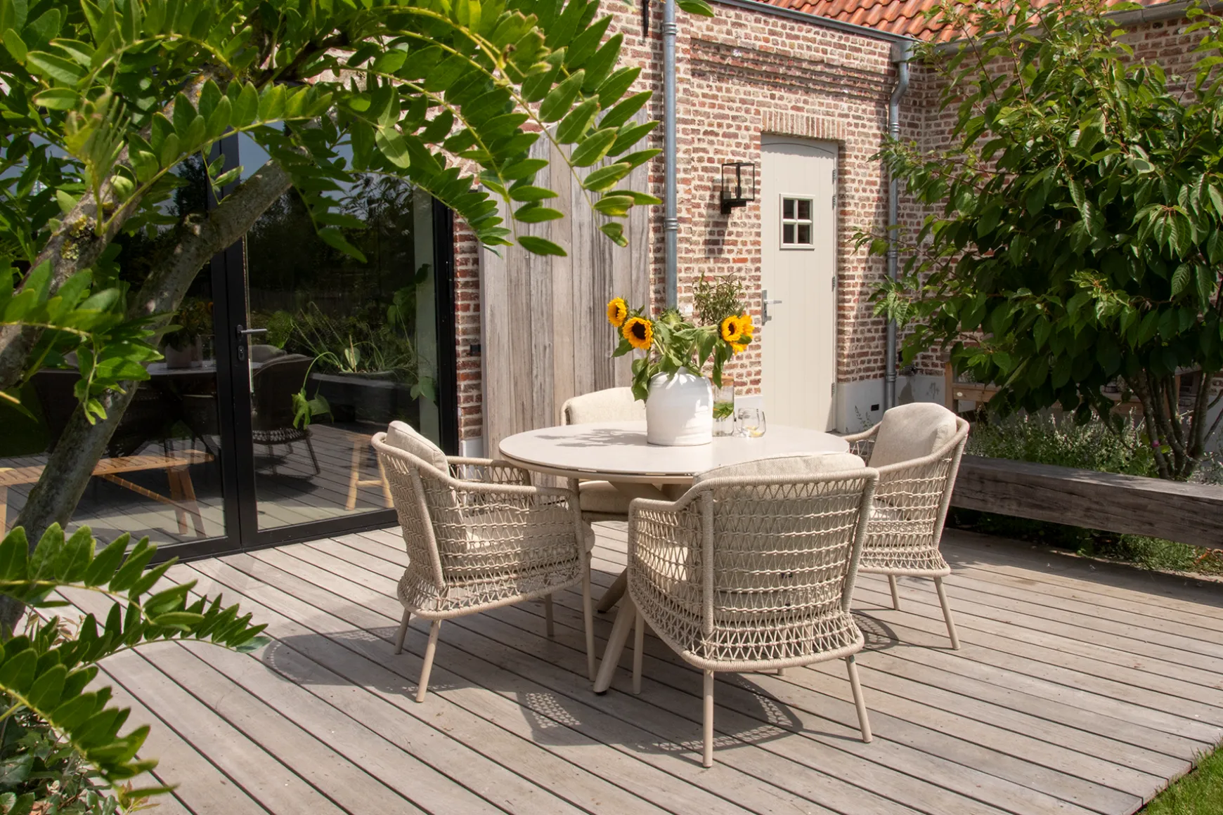 4SO Puccini/Dublin ronde tuinset 120 cm. (5-delig) - Latte
