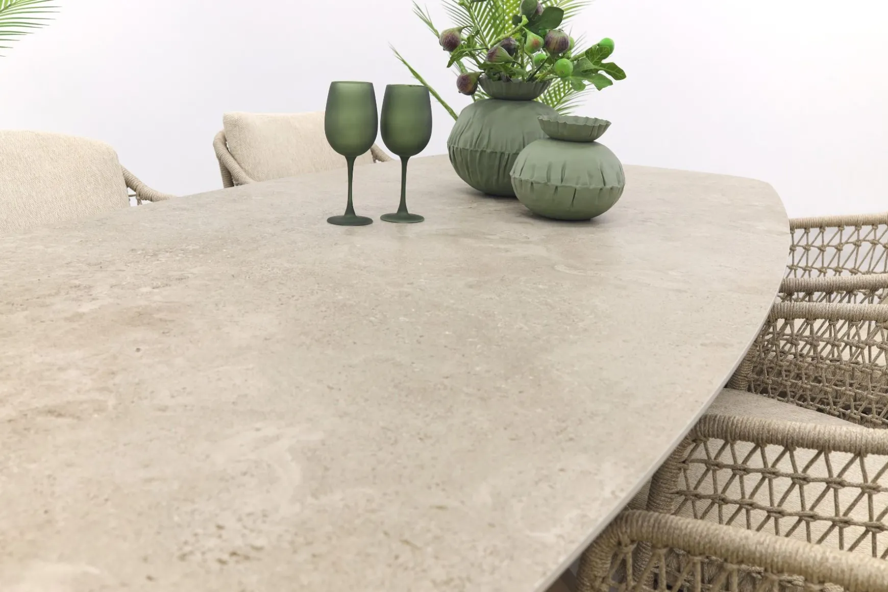 4SO Puccini/Prado Deens ovale 6-persoons tuinset 240x105 cm. - Latte