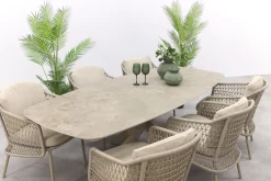 4SO Puccini/Prado Deens ovale 6-persoons tuinset 240x105 cm. - Latte