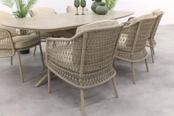 4SO Puccini/Prado Deens ovale 6-persoons tuinset 240x105 cm. - Latte