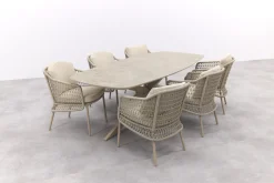 4SO Puccini/Prado Deens ovale 6-persoons tuinset 240x105 cm. - Latte
