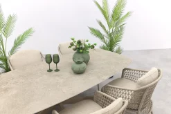 4SO Puccini/Prado Deens ovale 6-persoons tuinset 240x105 cm. - Latte