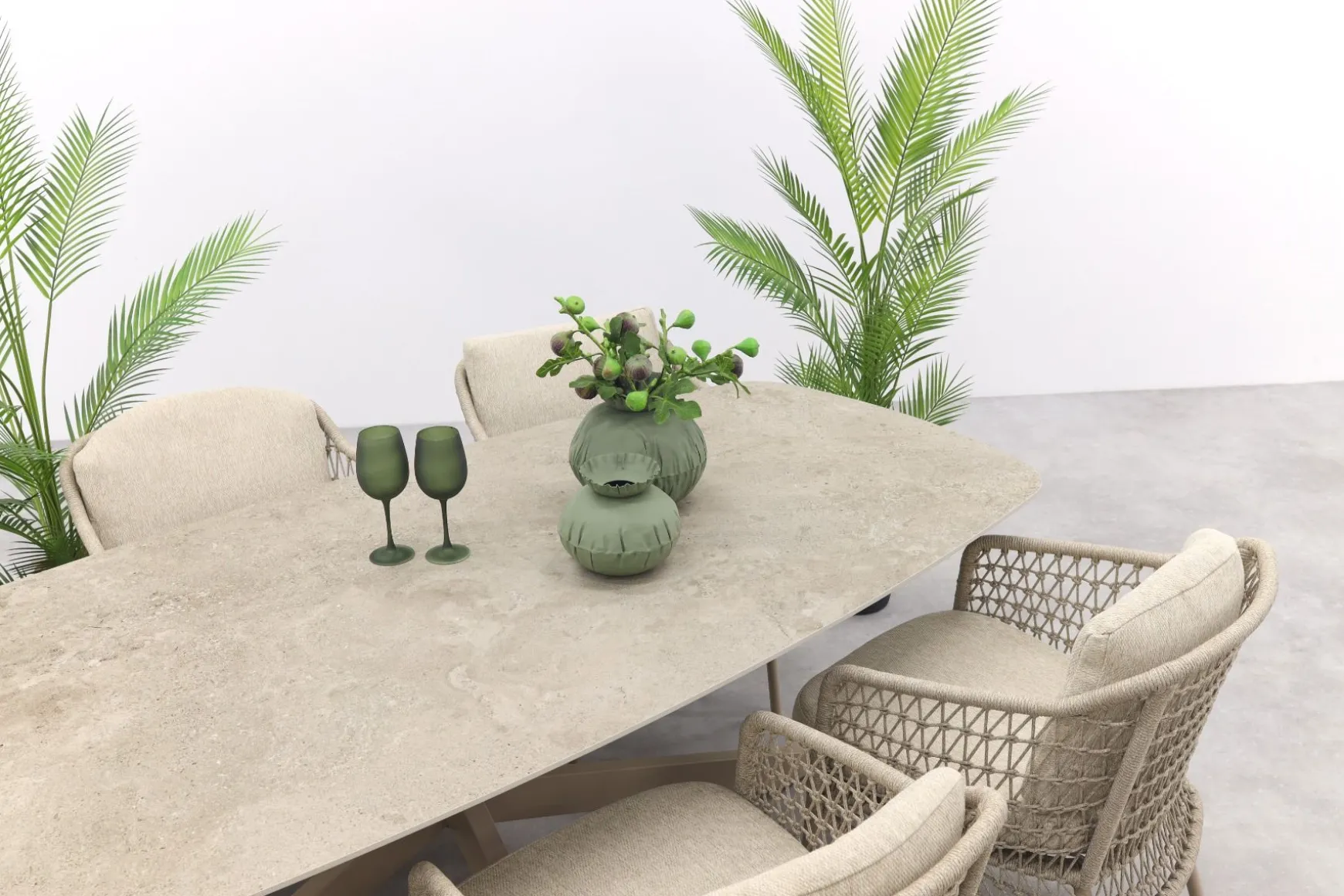 4SO Puccini/Prado Deens ovale 6-persoons tuinset 240x105 cm. - Latte