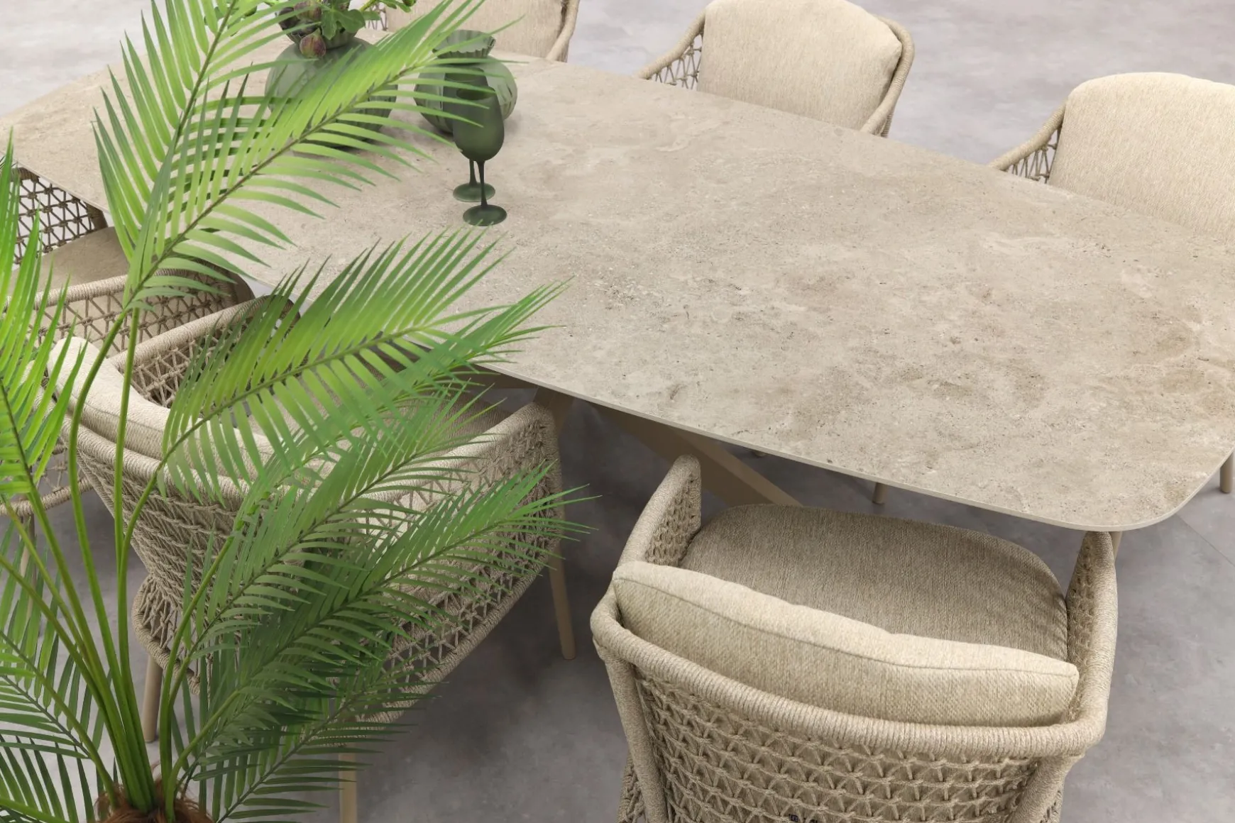 4SO Puccini/Prado Deens ovale 6-persoons tuinset 240x105 cm. - Latte