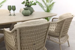 4SO Puccini/Prado Deens ovale 6-persoons tuinset 240x105 cm. - Latte