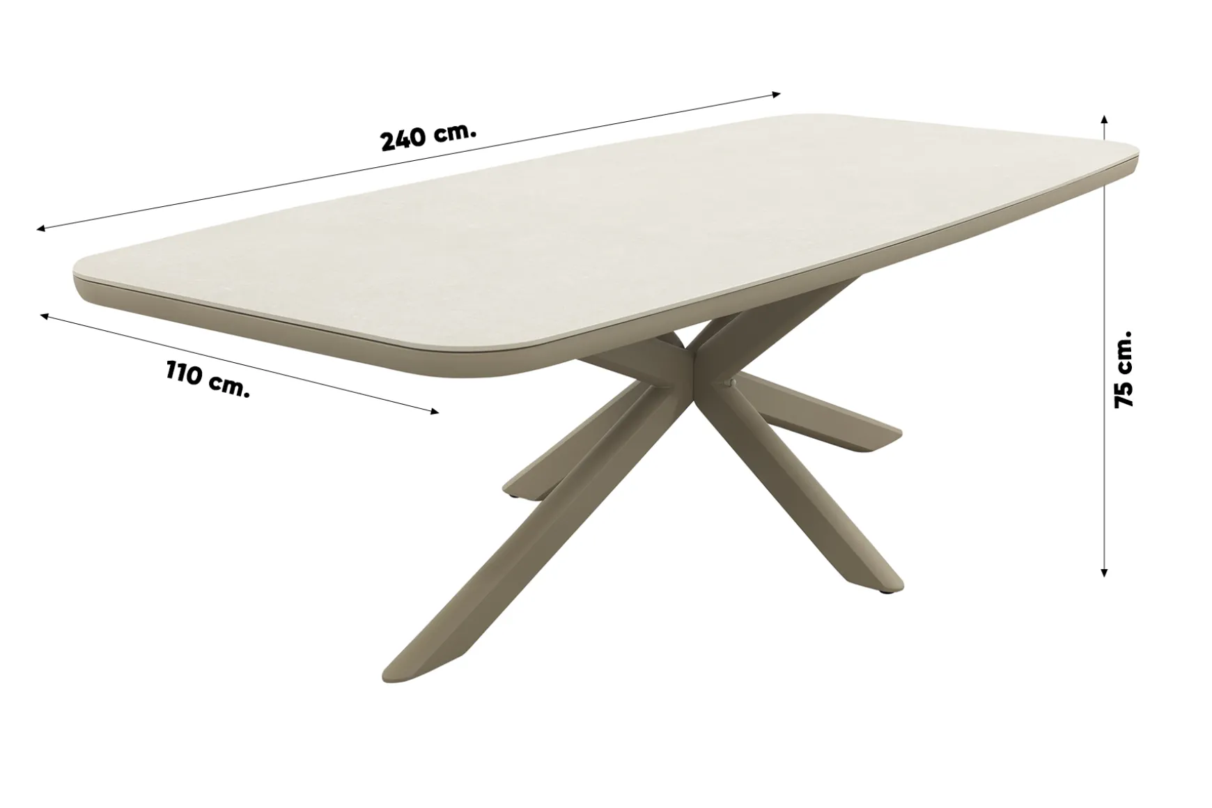 Soreno Deens ovale tuintafel 240x110 cm. - Latte