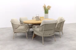 4SO Sardinia/Prado low dining tuinset 240x115 cm. (7-delig) - Latte/Teak