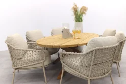 4SO Sardinia/Prado low dining tuinset 240x115 cm. (7-delig) - Latte/Teak