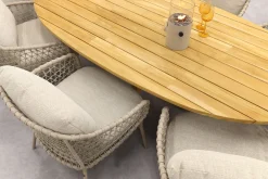 4SO Sardinia/Prado low dining tuinset 240x115 cm. (7-delig) - Latte/Teak