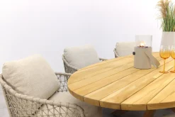 4SO Sardinia/Prado low dining tuinset 240x115 cm. (7-delig) - Latte/Teak
