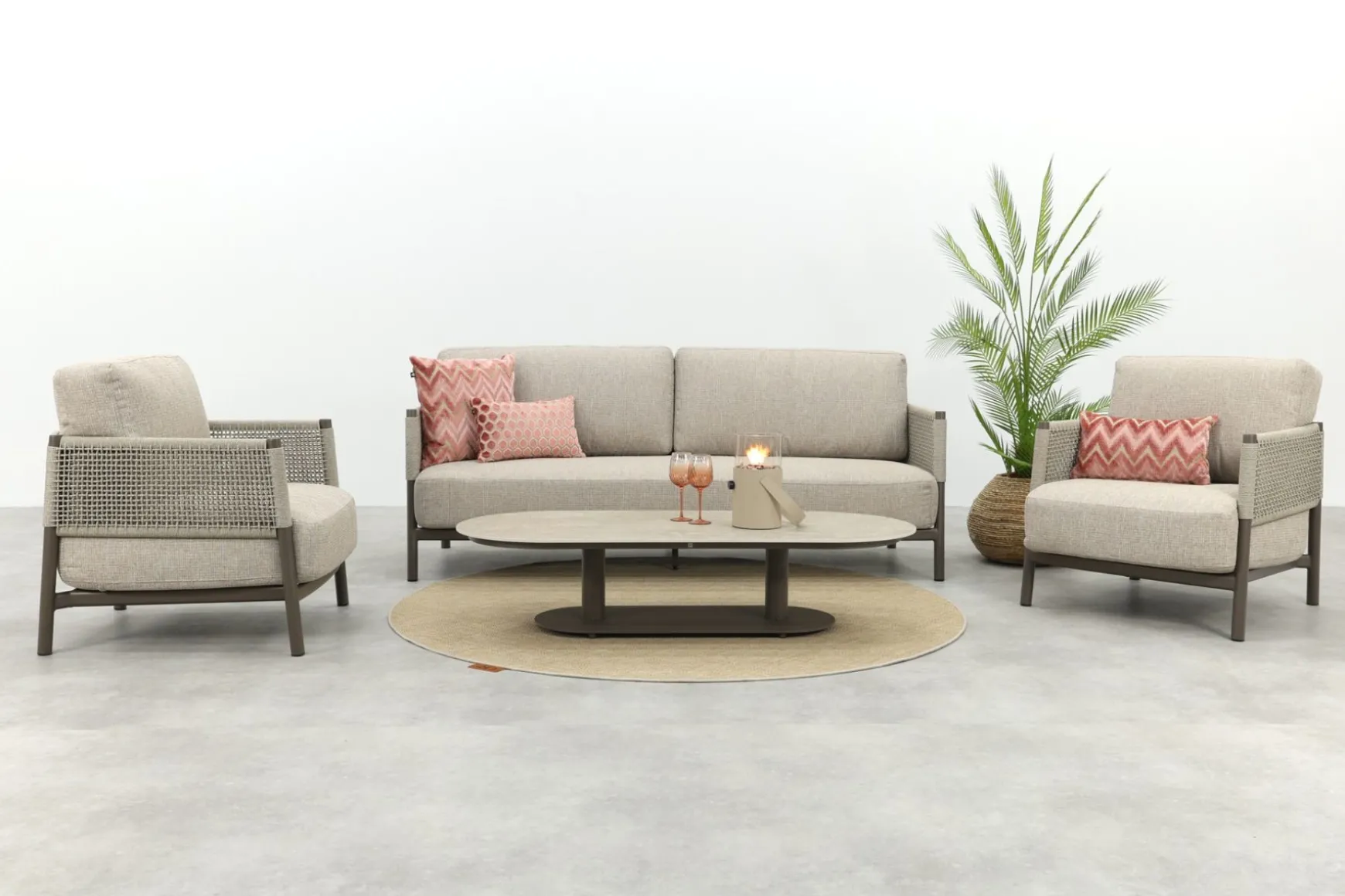 4SO Savanne/Boaz stoel-bank loungeset met ovale loungetafel - Terre